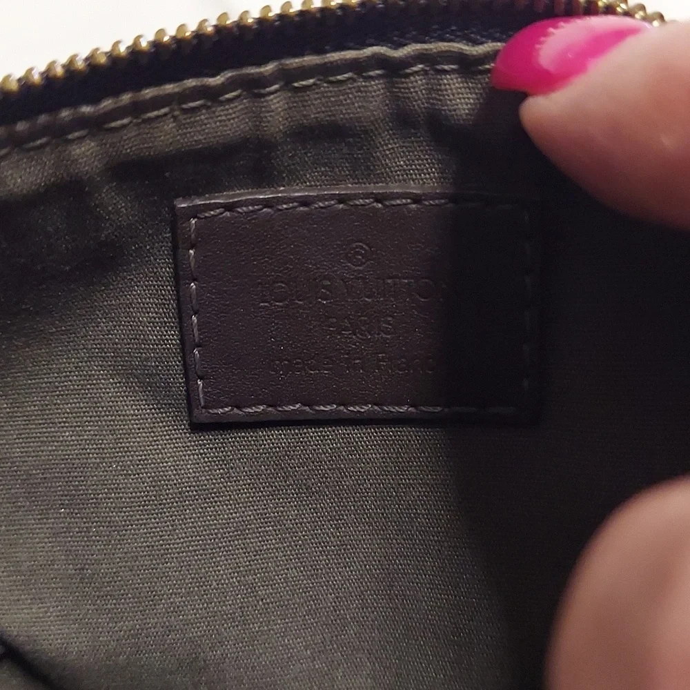 Authentic Rare Louis Vuitton Green Denim Zippered Coin Cosmetic Pouch!